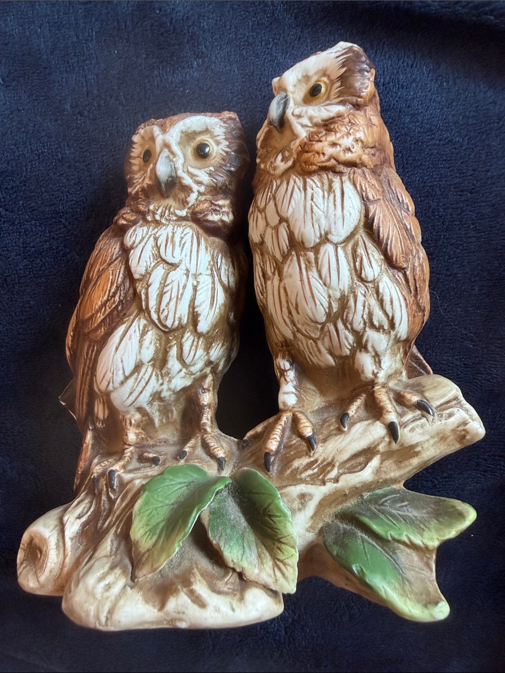 Vintage Ardco porcelain Owl Pair on tree